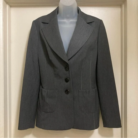 Classiques Entier Woman Grey Three Button Jacket Blazer - Picture 8 of 11